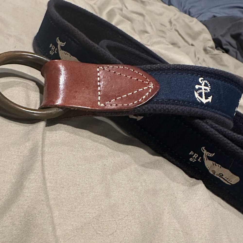 Ralph Lauren Navy and Brown Belt with Nautical Design